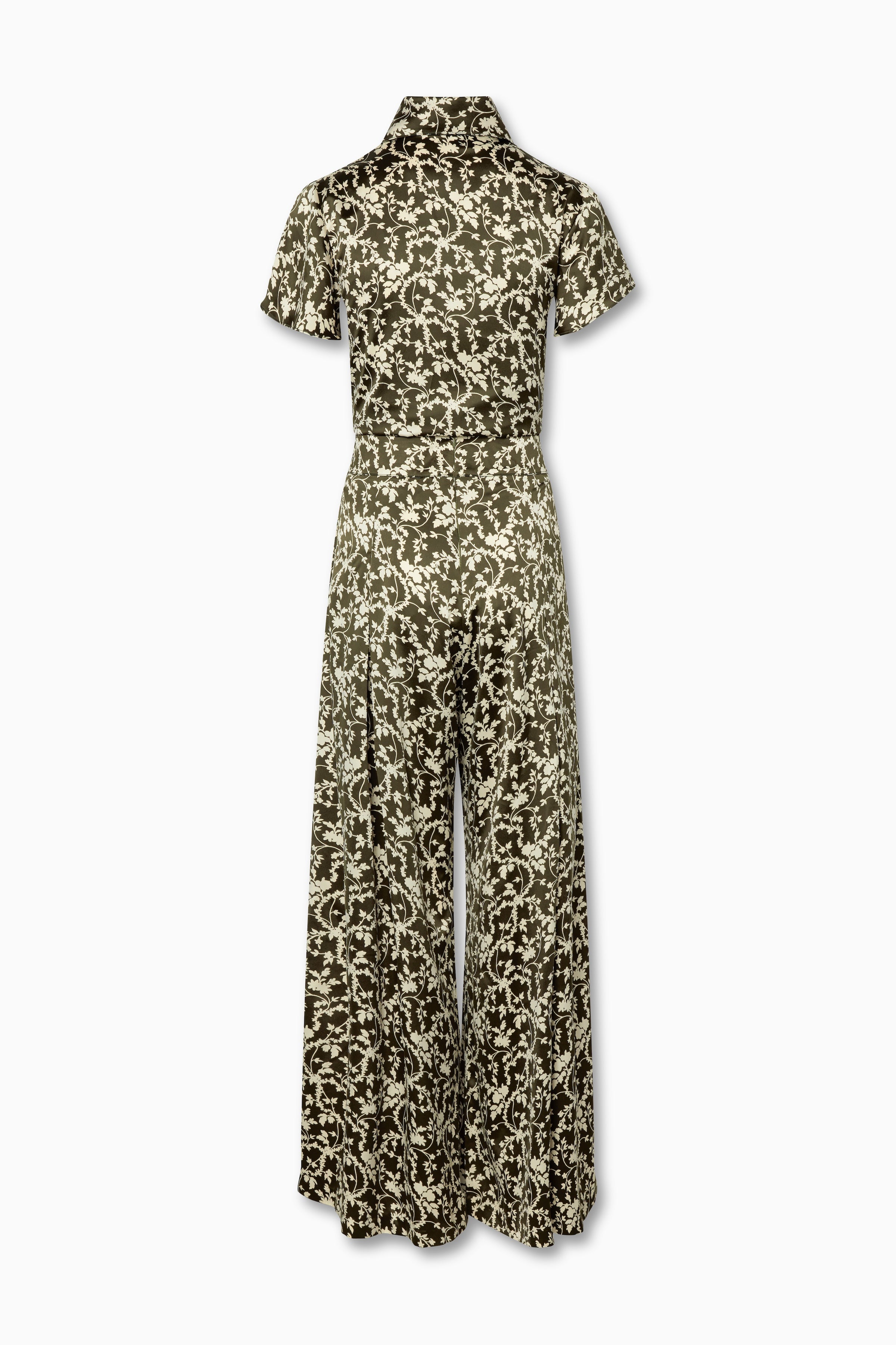 Maria Wide Leg Pants with Charlene Blouse in Olive Leaves