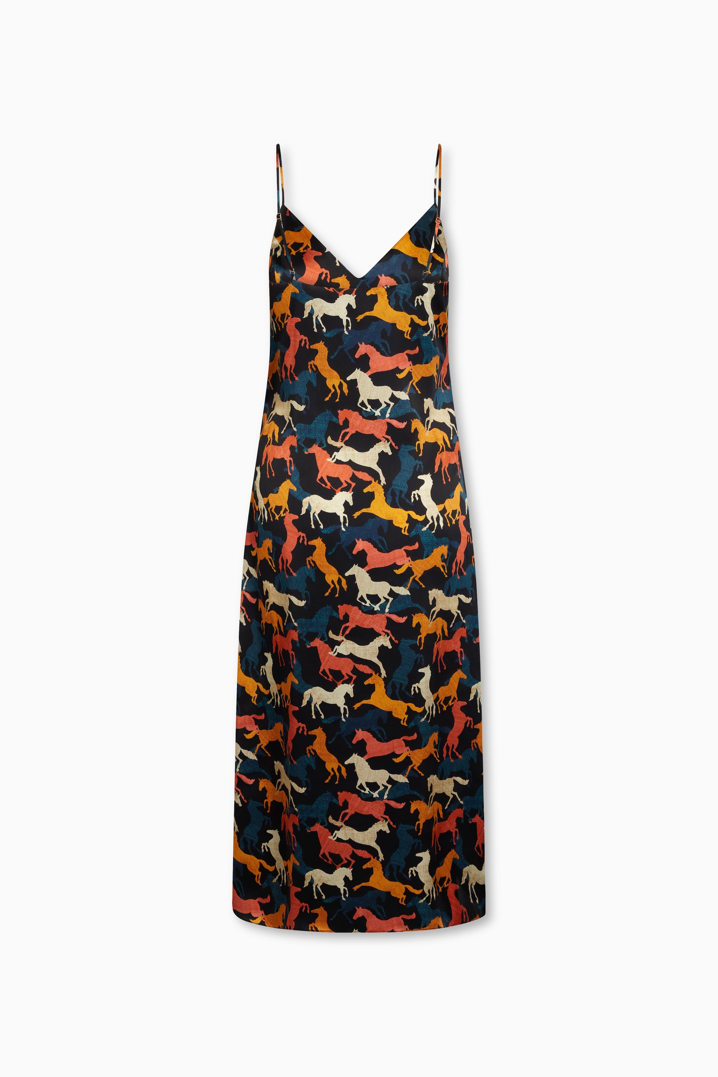 Byrdie Slip Dress Silk Charmeuse Wild Horses Print
