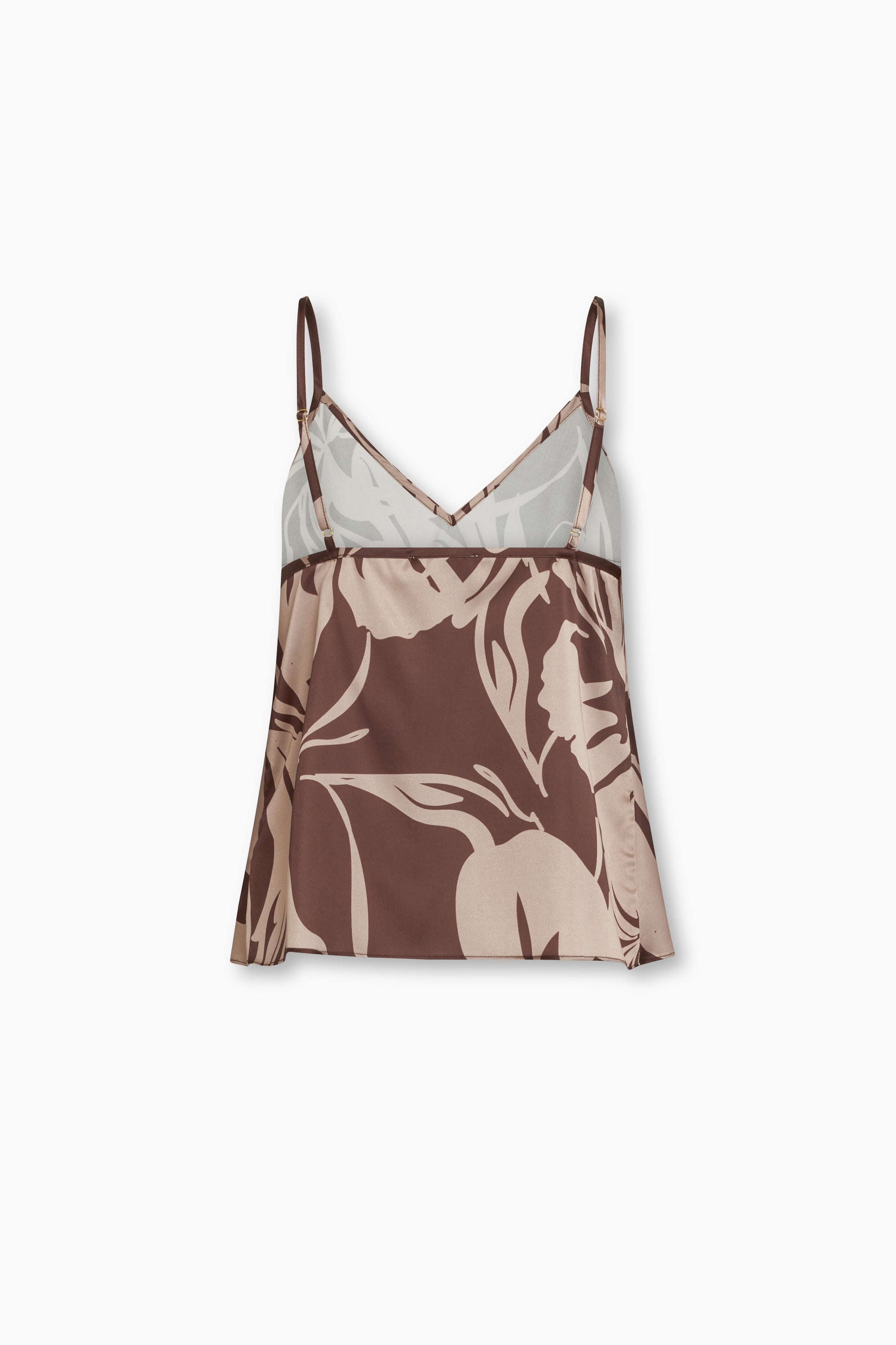 Jess Cami in Brown Hibiscus 100% Satin Poly