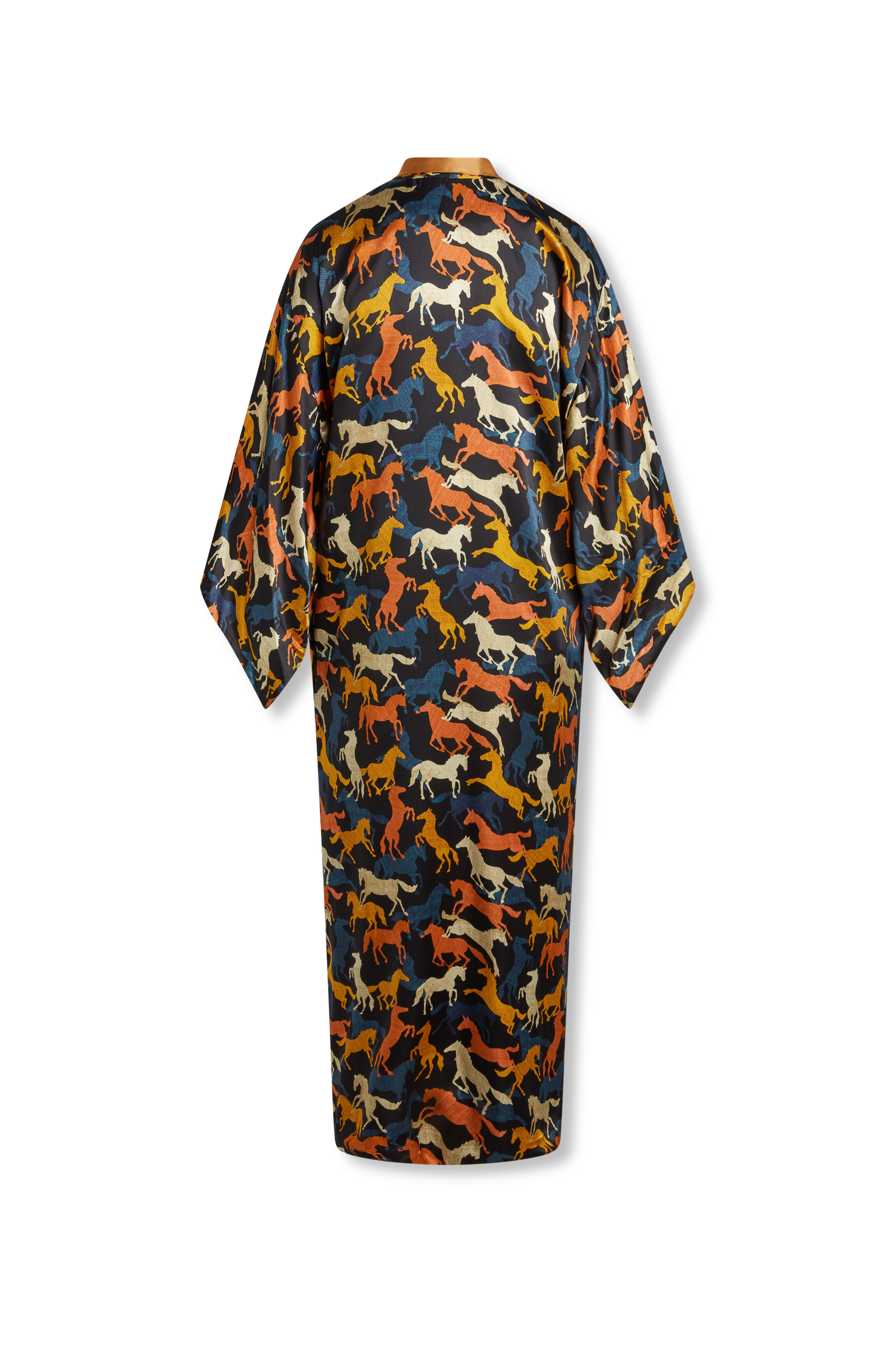 Tracy James Sally Reversible Kimono Wild Horses and Copper Silk Charmeuse One Size