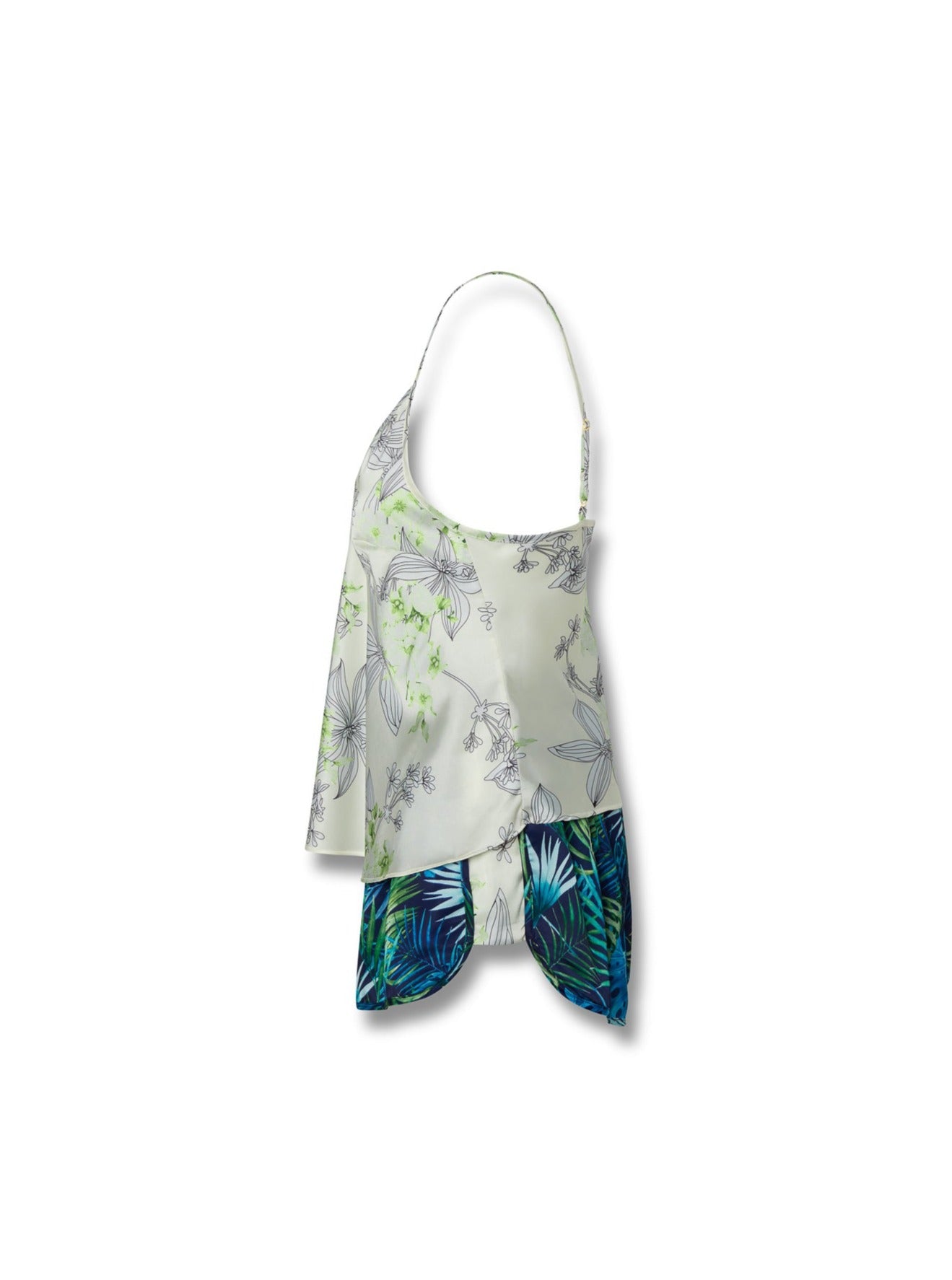 Vivi Shorts in Navy Palm and Jess Cami in Banana Lime