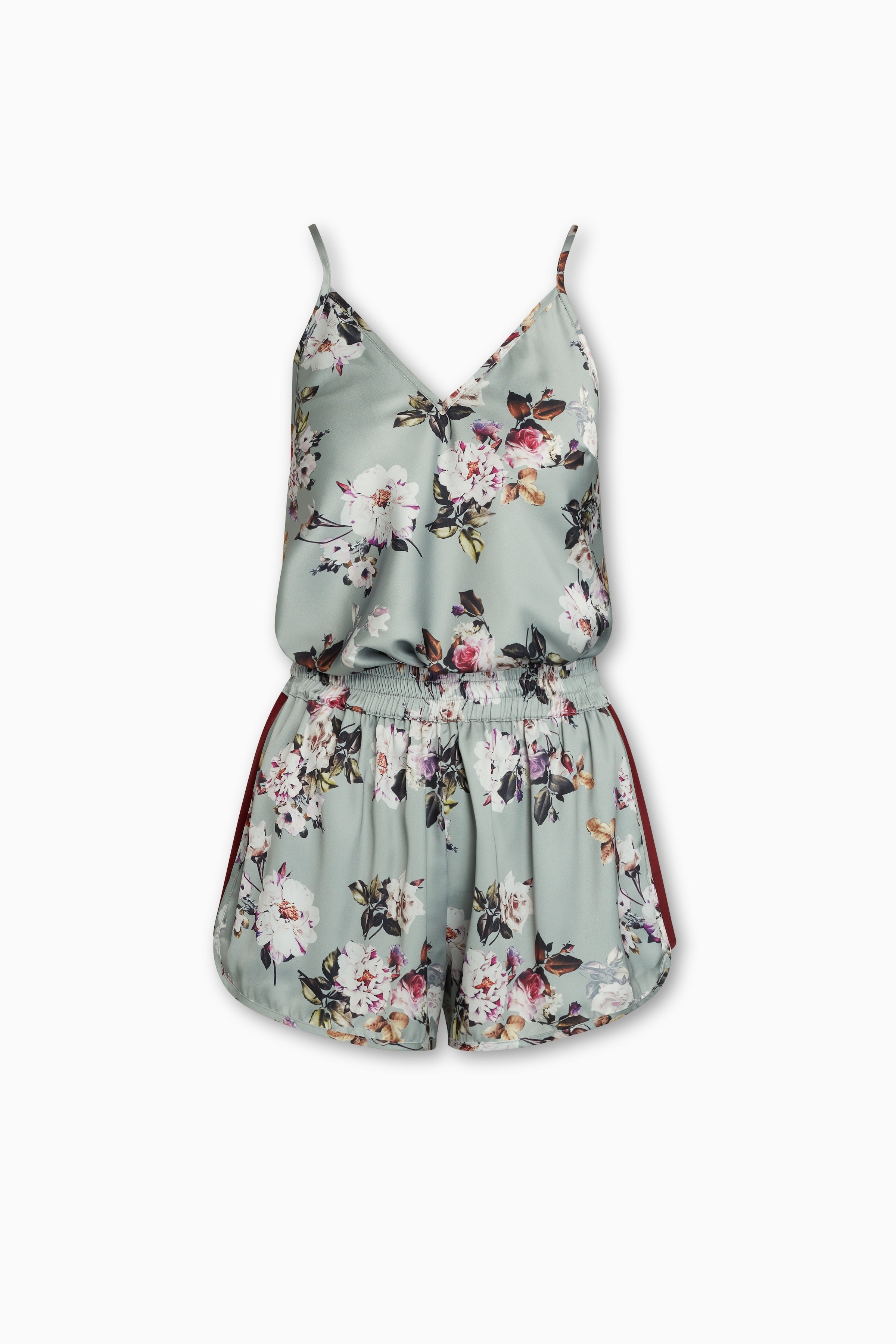 Jess Cami in Silver Rose 100% Satin Poly with matching Vivi Shorts