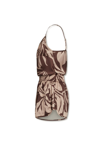 Jess Cami in Brown Hibiscus with matching Vivi Shorts100% Satin Poly