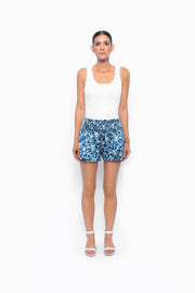 Angie Shorts Teal Leaves