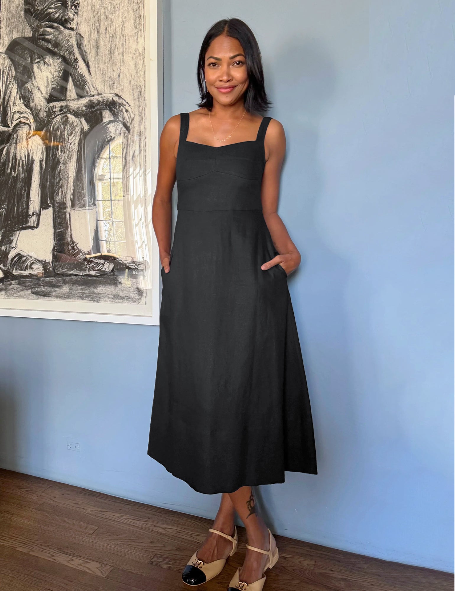 Storie Dress Linen Black S