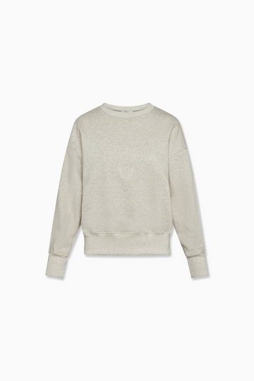 Erica Sweatshirt Heavyweight Oatmeal Heather Fleece with Embossed Logo on chest