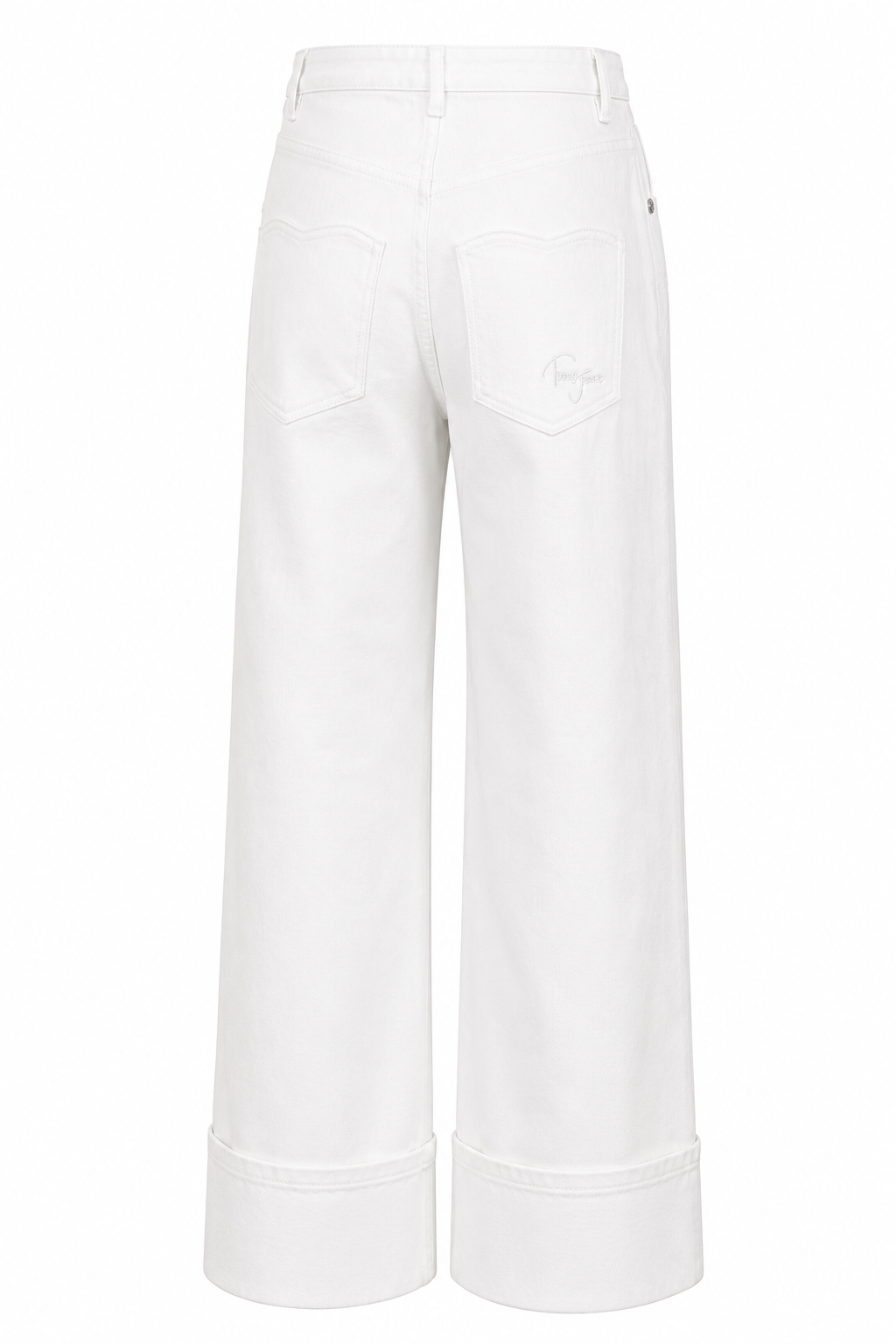 white jeans with heart shaped pockets