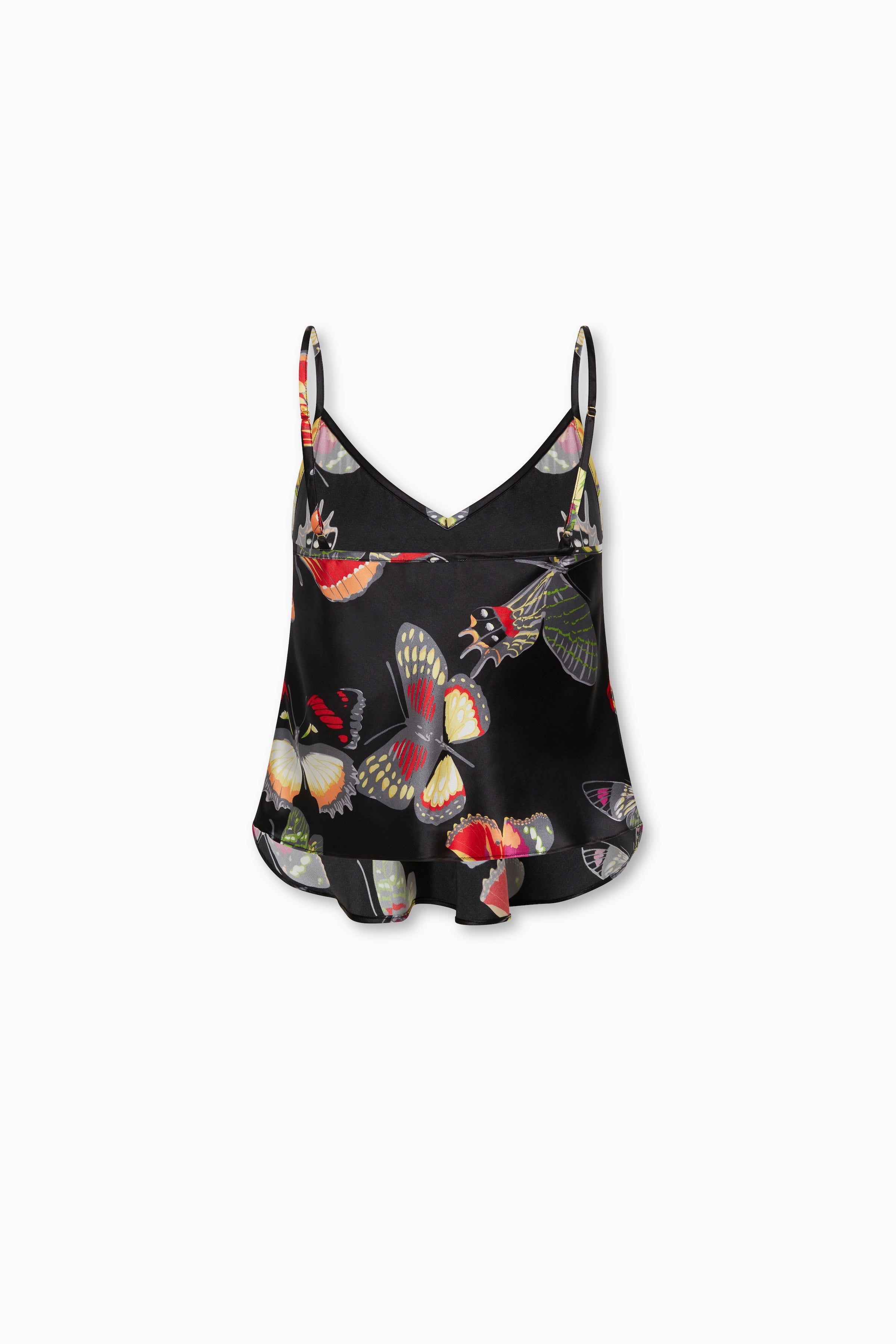Jess Cami Black Butterflies Silk Charmeuse Bias Cut