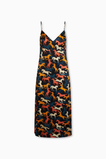 Byrdie Slip Dress Silk Charmeuse Wild Horses Print