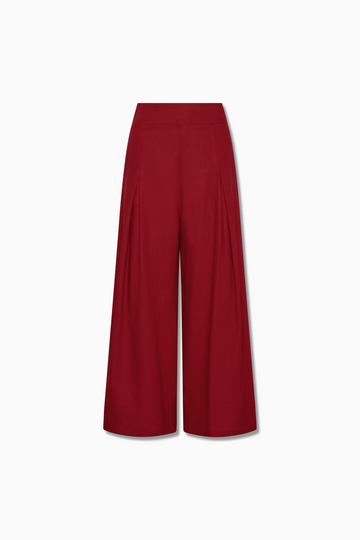 Maria Wide Leg Pants Linen/Rayon in Cabernet