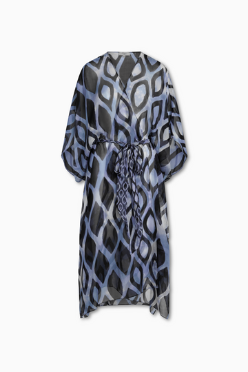 F4D129BLU Rayni Silk Chiffon Duster in Blue Diamond. One Size