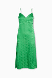 Tracy James Collection Byrdie Slip Dress in 100% Silk Crepe de Chine Kelly Green