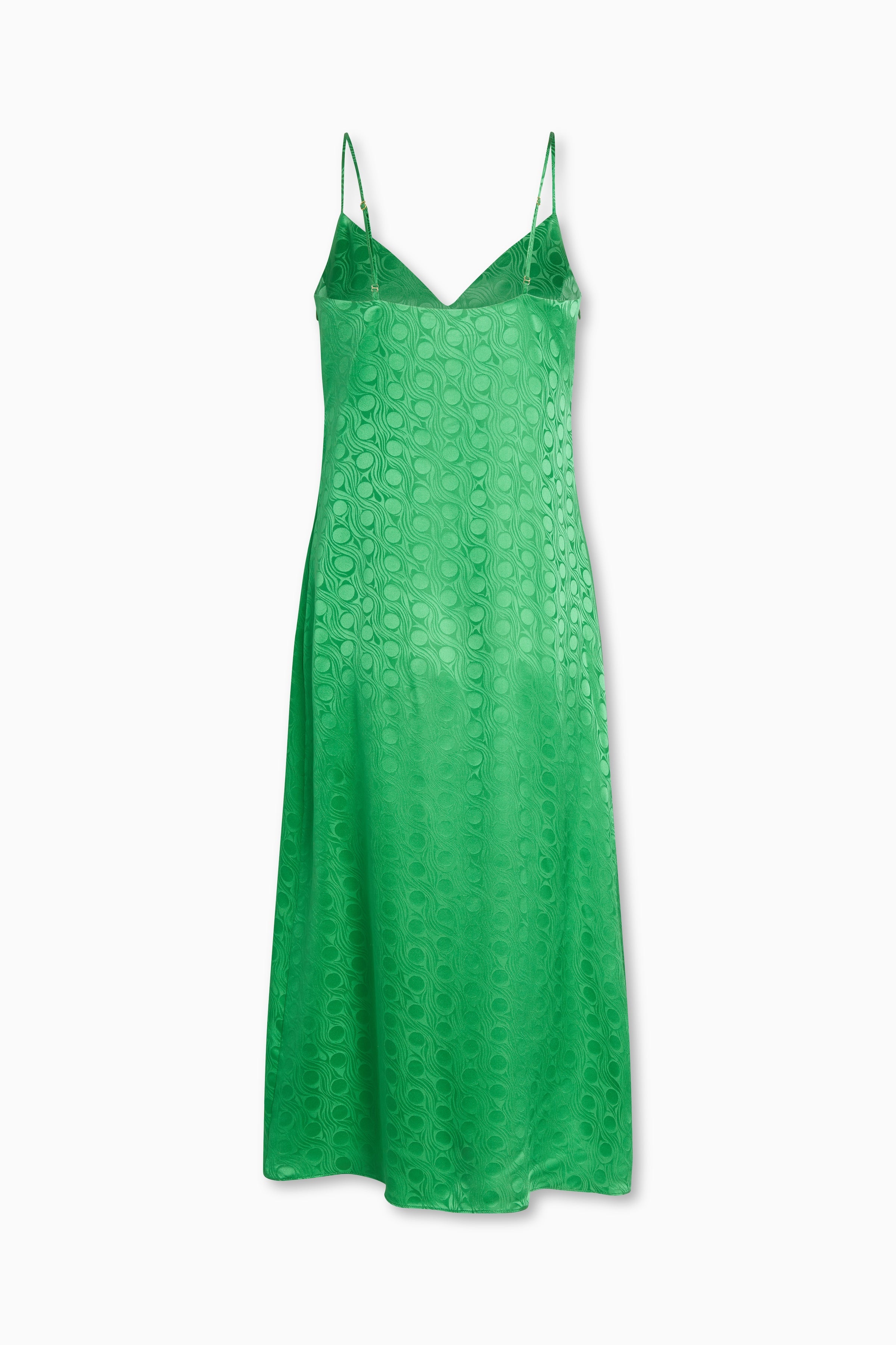 Tracy James Collection Byrdie Slip Dress in 100% Silk Crepe de Chine Kelly Green