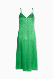 Tracy James Collection Byrdie Slip Dress in 100% Silk Crepe de Chine Kelly Green