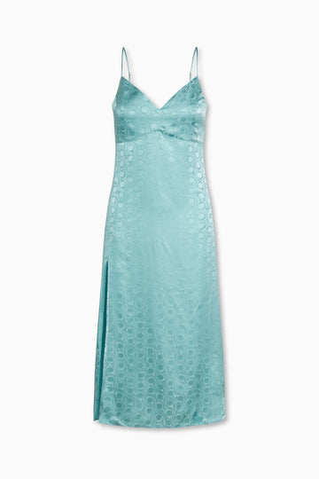 Tracy James Collection Byrdie Dress Sky Blue Silk Crepe De Chine