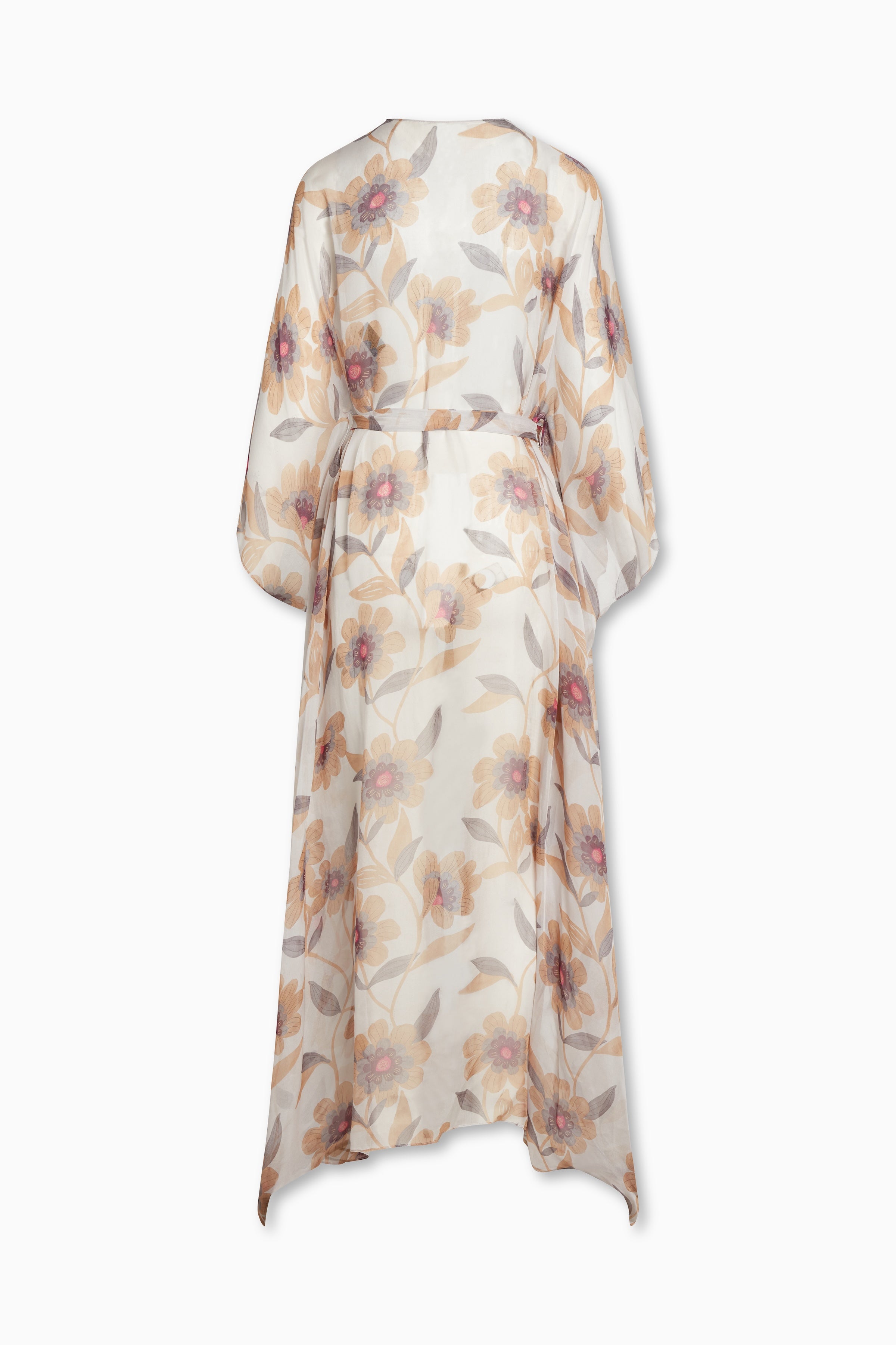 Rayni Duster with Belt in Desert Rose Silk Chiffon