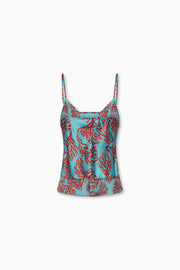 Jess Cami Turquoise Coral Silk Charmeuse
