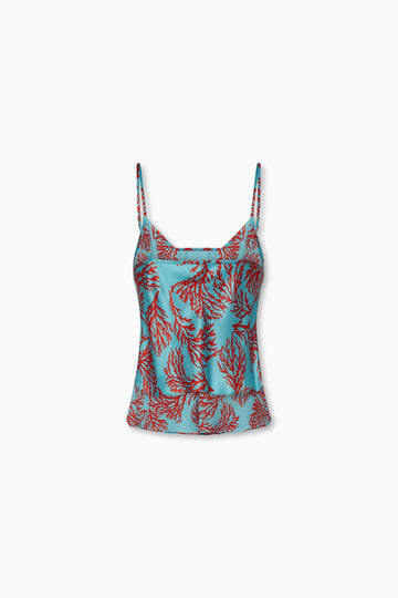 Jess Cami Turquoise Coral Silk Charmeuse