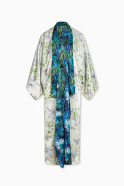 Sally Kimono Reversible Robe Navy Palms