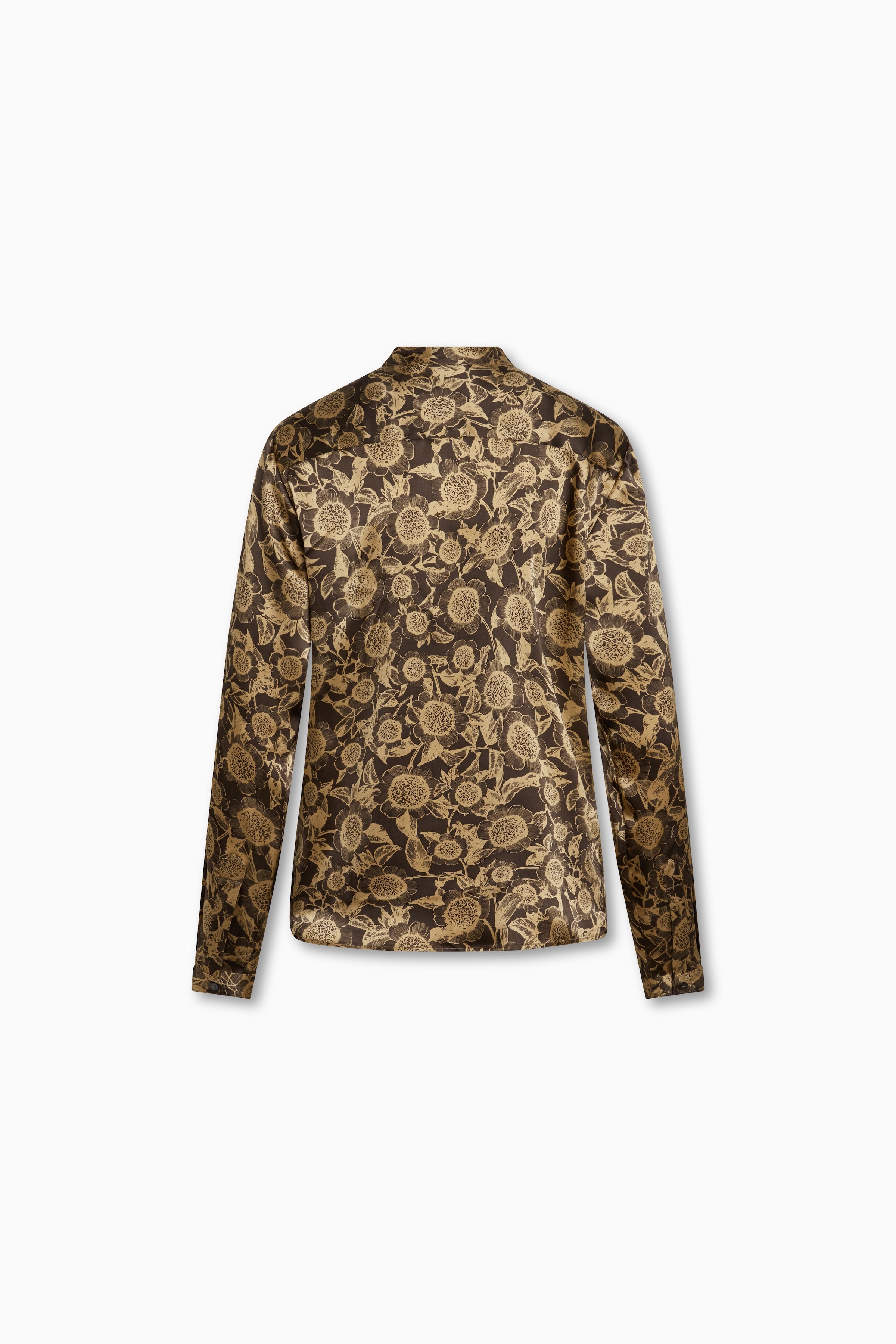 Jamie Silk Blouse with Mandarin Collar Silk Charmeuse in Black Pincushion Print