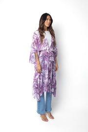 S4D151PRP Rayni Silk Chiffon Duster in Purple Palm One Size