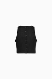 Zoe Tank Linen Black Back with buttons