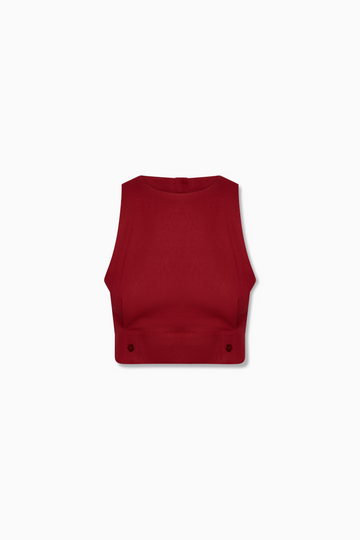 Zoe Tank Linen Rayon in Cabernet