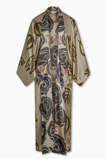 Sally Kimono Reversible Robe Abstract Roses