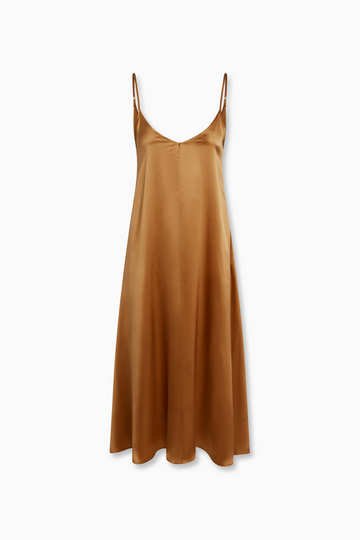 Savory Slip Dress in Copper 100% Silk Charmeuse with Side pockets