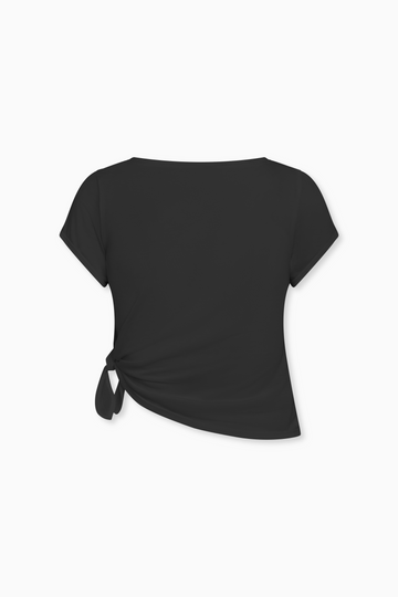 Uniform Tee Scoop Neck Tee Black with Side Ties 100% super soft cotton