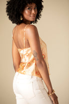 Jess Cami Yellow Peacock Stretch Silk Charmeuse