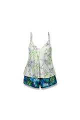 Vivi Shorts in Navy Palm and Jess Cami in Banana Lime
