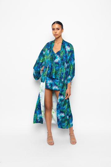 Sally Reversible Kimono Navy styled with Jess Cami and Vivi Shorts in Navy